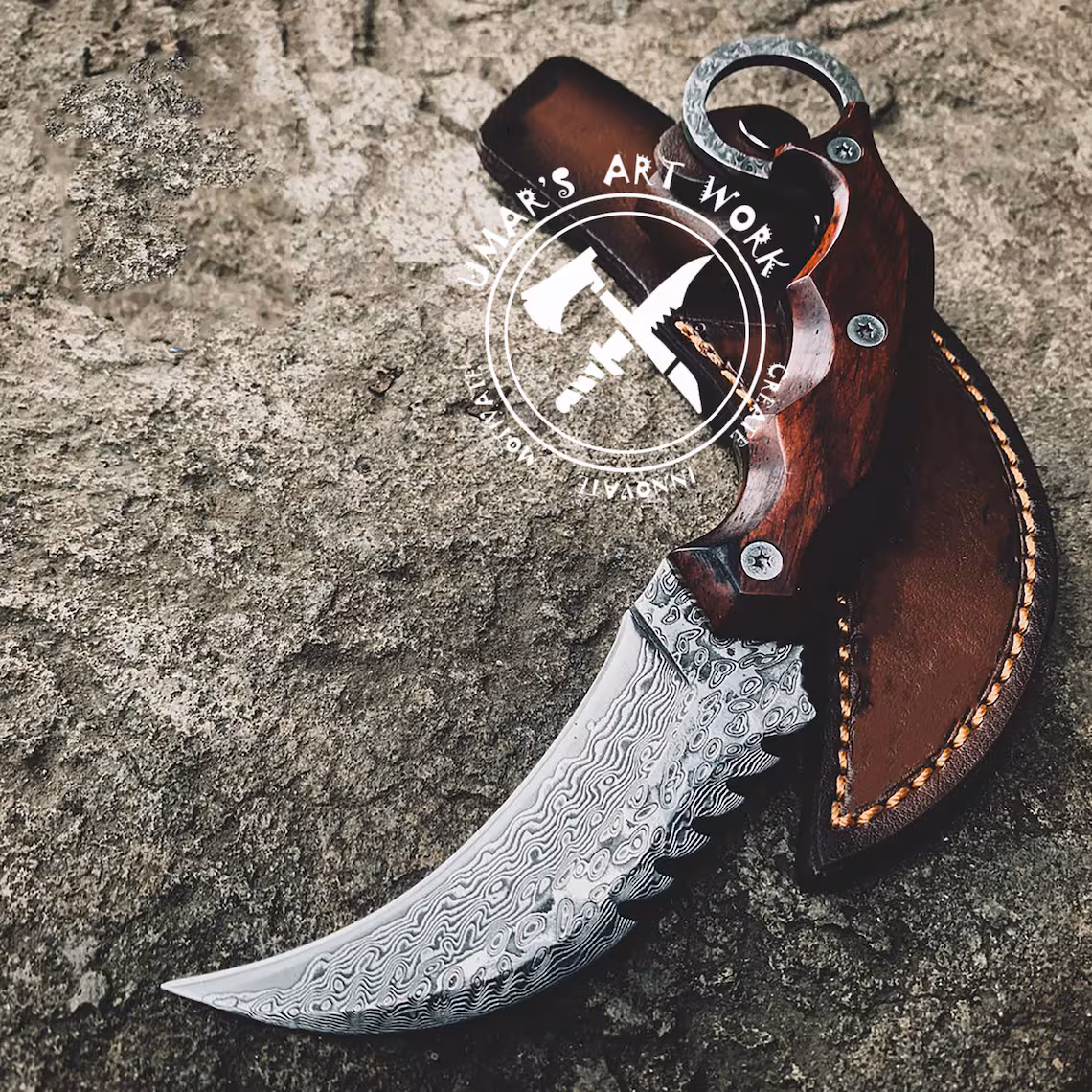 Karambit knife Damascus Hunting Knife Hand Forged Damascus Bowie Knife Damascus Steel Hunting Karambit Custom Gift For Father 2024 Gift