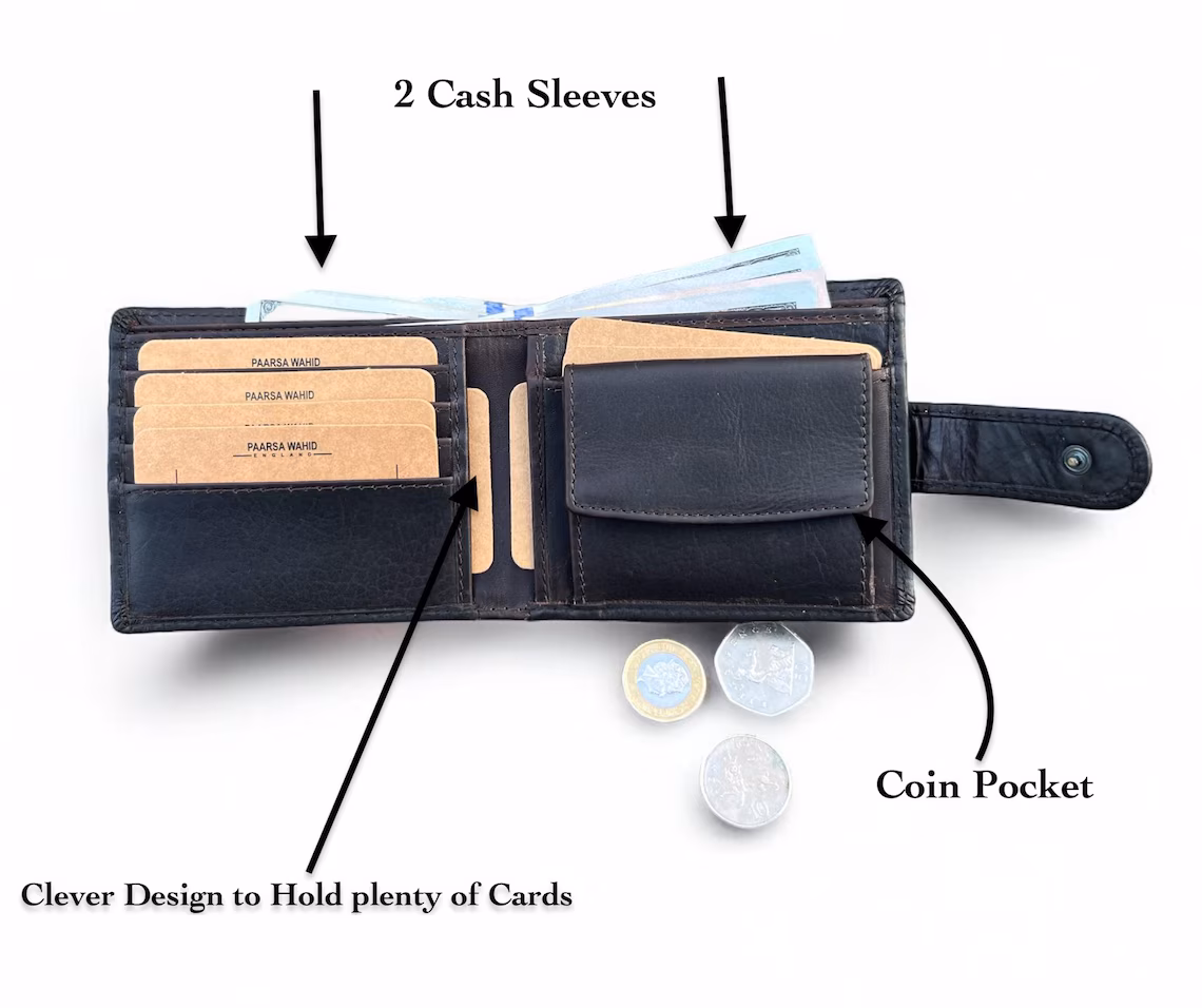 Personalised Wallet Premium Quality Leather Men's Wallet | Gift For Him | Anniversary, Groomsmen, Birthday, Graduation Gift, Christmas Gift