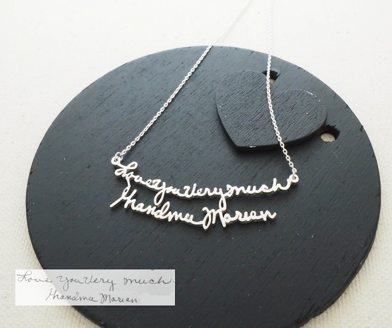 Memorial Signature Necklace • Personalized Handwriting Necklace • Keepsake Jewelry in Sterling Silver • Handwriting Jewelry • NH01