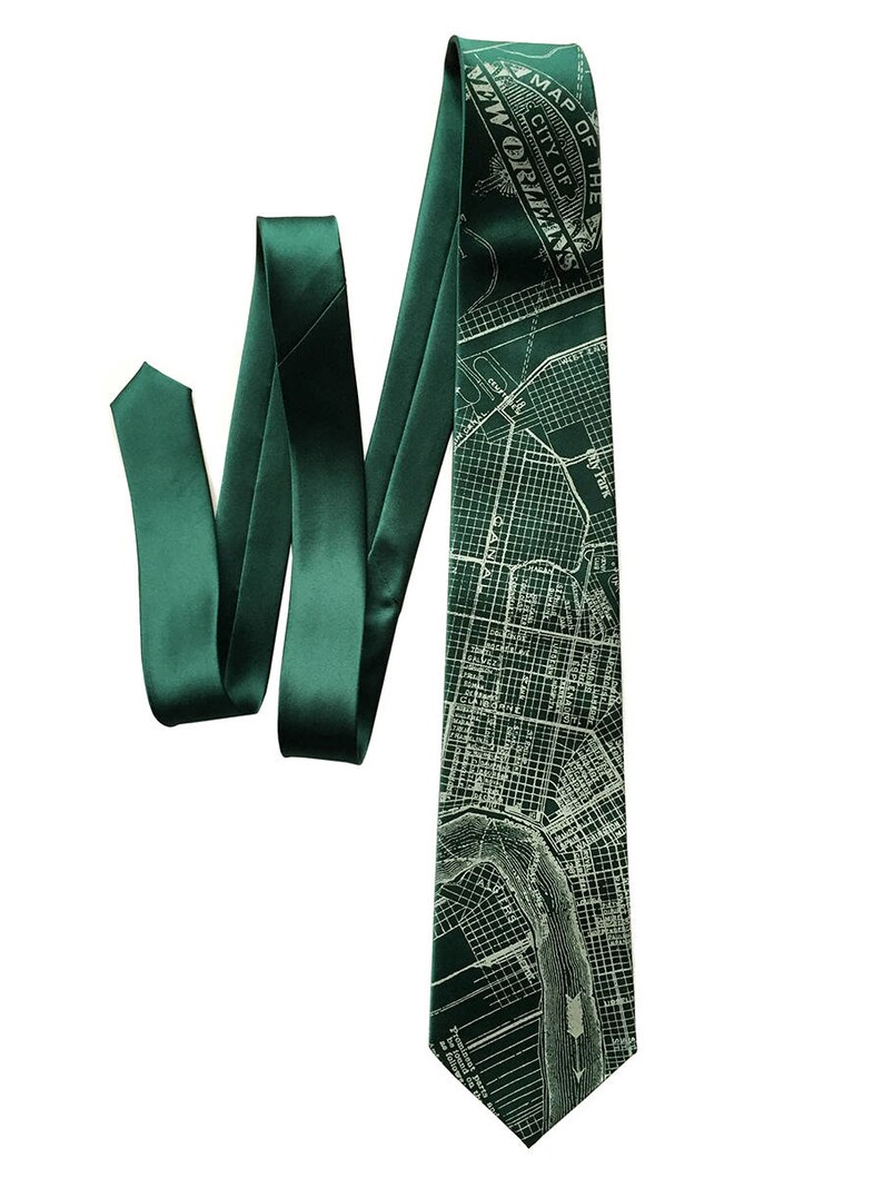 New Orleans Silk Necktie &ndash; NOLA Street Print Tie &ndash; Gift for Him