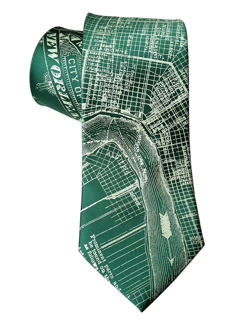 New Orleans Silk Necktie &ndash; NOLA Street Print Tie &ndash; Gift for Him