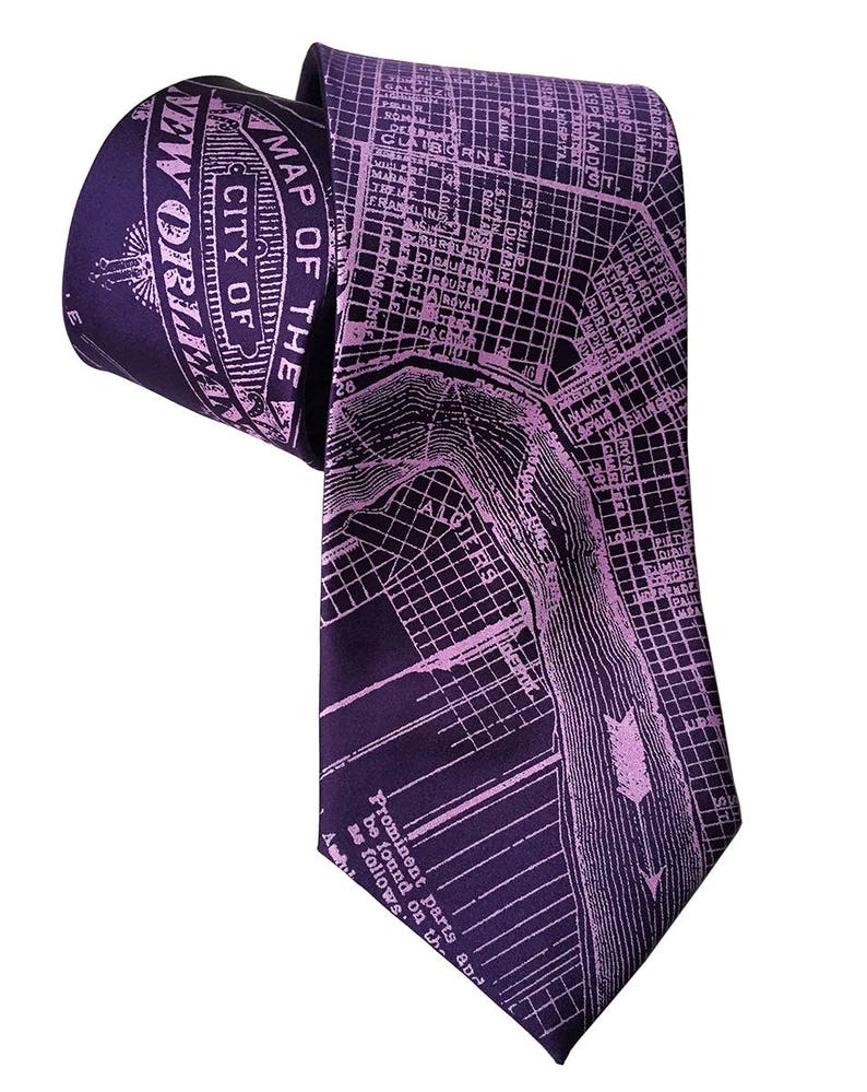 New Orleans Silk Necktie &ndash; NOLA Street Print Tie &ndash; Gift for Him