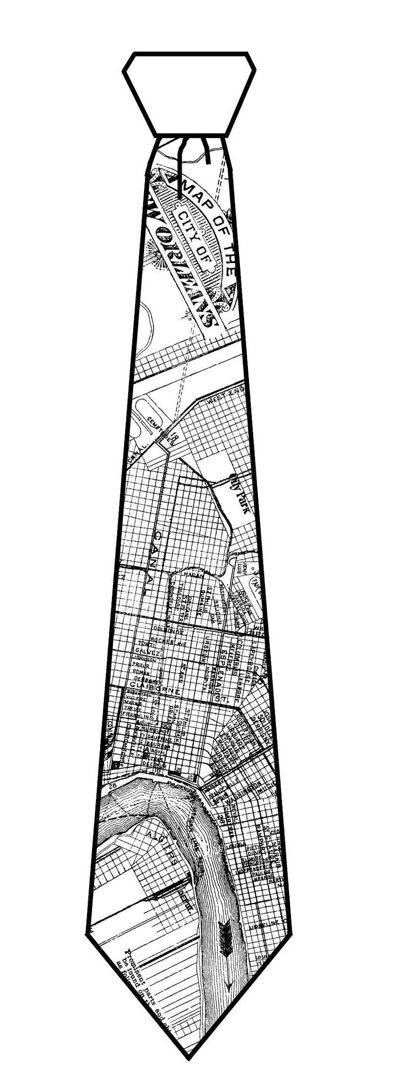 New Orleans Silk Necktie &ndash; NOLA Street Print Tie &ndash; Gift for Him