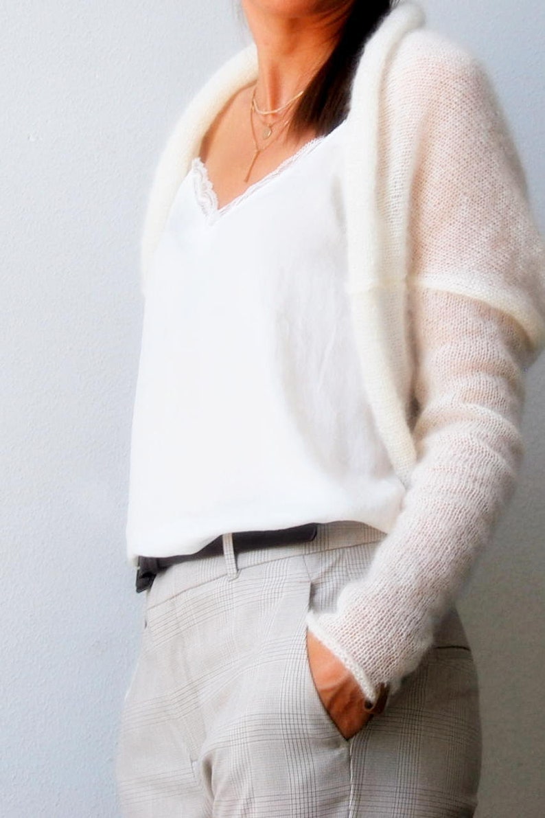 Bolero shrug, knit bolero mohair, wedding sweater, bridal cover up, bridal sweater, knitted wool bolero, white wedding bolero, white shrugs