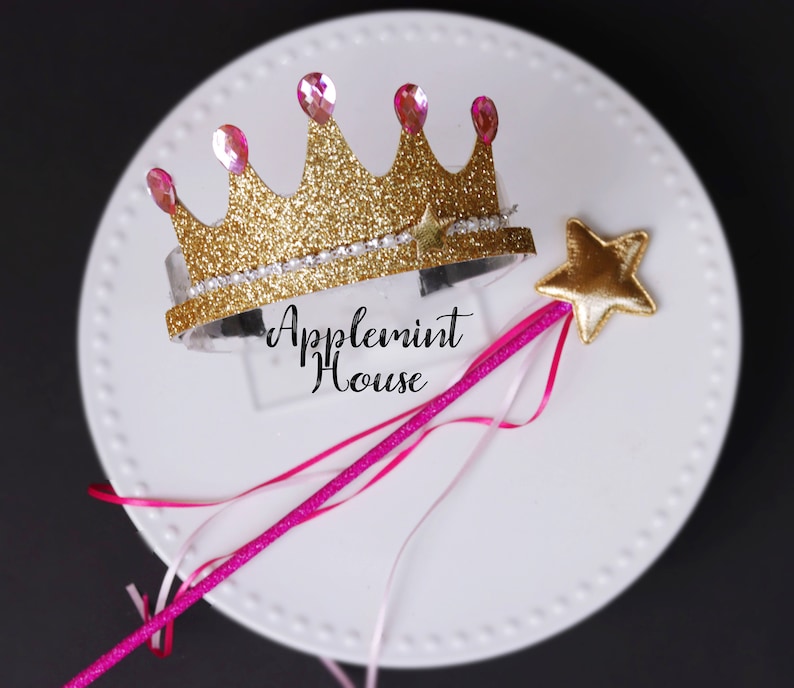 Birthday crown, Pinkalicious Crown, Princess crown, Halloween costume crown, Tiara headband with wand for kids, girls adult's