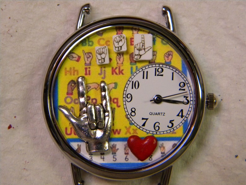 American Sign Language Interpreter Watch or I Love You ASL Watch, gift