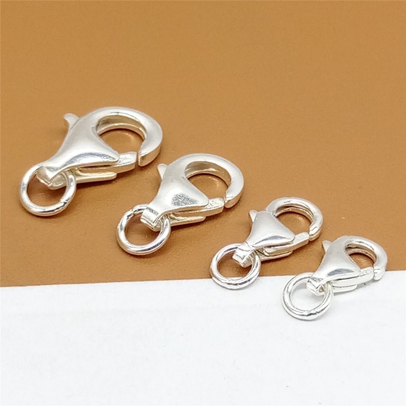 10 Sterling Silver Trigger Clasps with Closed Jump Ring, Lobster Clasp, 925 Silver Lobster Clasp, Lobster Claw Clasp, Sterling Lobster Clasp
