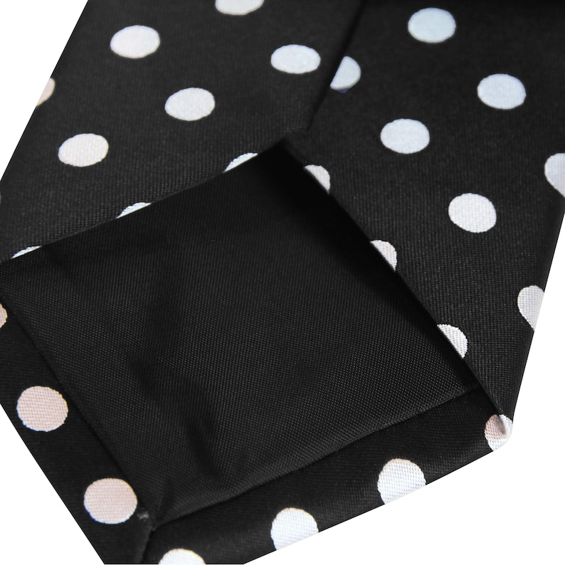 Black and White Polka Dot Necktie: Hand Sewn Polyester Tie