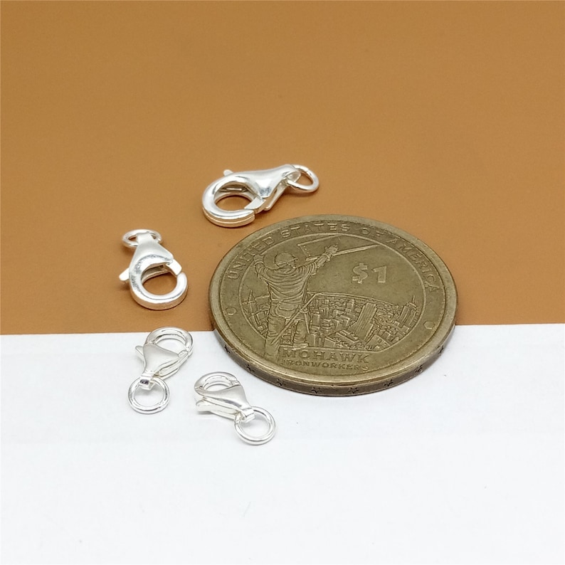 10 Sterling Silver Trigger Clasps with Closed Jump Ring, Lobster Clasp, 925 Silver Lobster Clasp, Lobster Claw Clasp, Sterling Lobster Clasp
