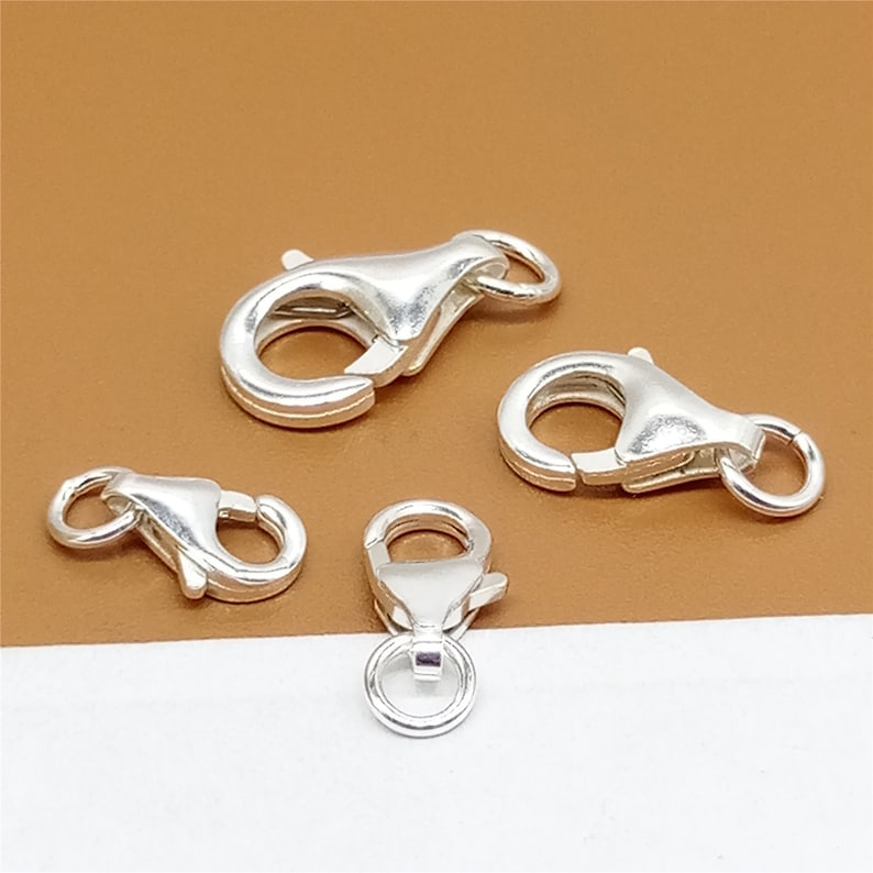 10 Sterling Silver Trigger Clasps with Closed Jump Ring, Lobster Clasp, 925 Silver Lobster Clasp, Lobster Claw Clasp, Sterling Lobster Clasp
