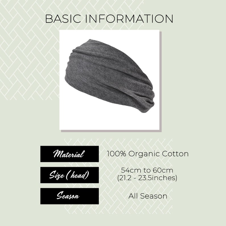 100% Organic Cotton Headband, Made in Japan, Womens Headband, Mens Headband, Chemo Headband, Wide Hair Band, Head Wrap, Japanese Fashion
