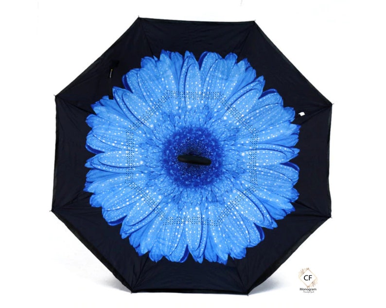 Personalized Inverted Umbrella, Custom Monogram, C-Shaped Handle