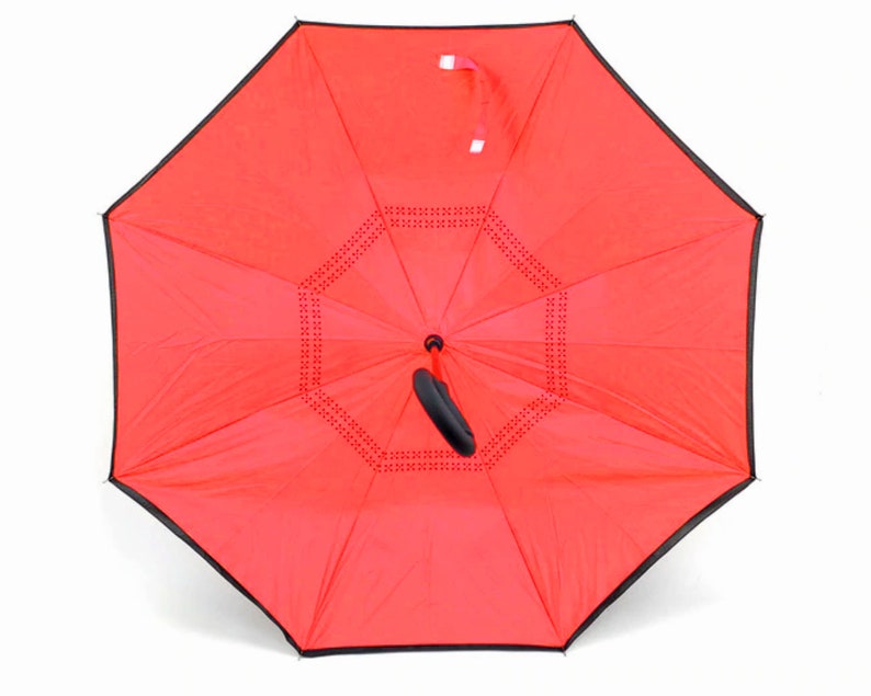 Monogram Umbrella, Inverted Double Layer, Red & Black, Personalized Gift
