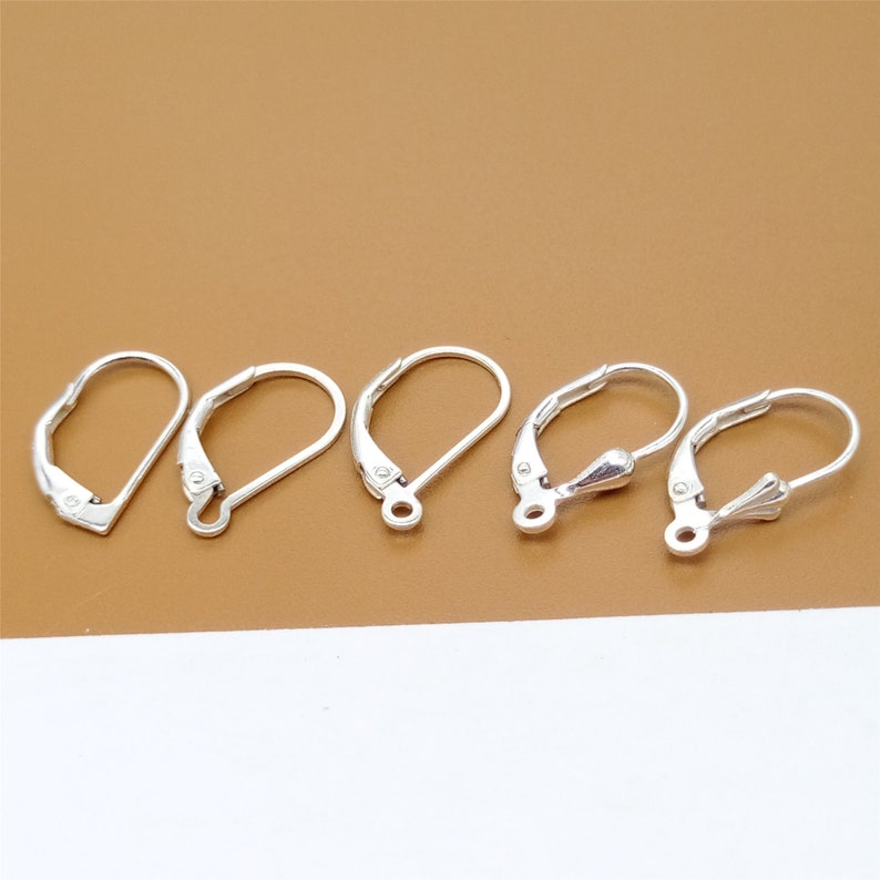 4 Pairs Sterling Silver Earring Plain Leverback, 925 Silver Ear Wire Plain Lever Back for Earring Jewelry Makingg
