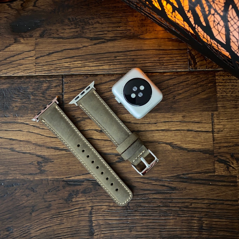 Monogram Leather Apple Watch Band 42mm 44mm 45mm 49mm Man Apple Watch Strap 38mm 40mm 41mm Custom Leather iWatch Band Gift for Him Woman