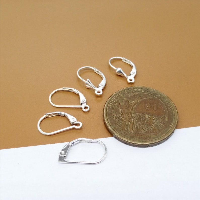 4 Pairs Sterling Silver Earring Plain Leverback, 925 Silver Ear Wire Plain Lever Back for Earring Jewelry Makingg

