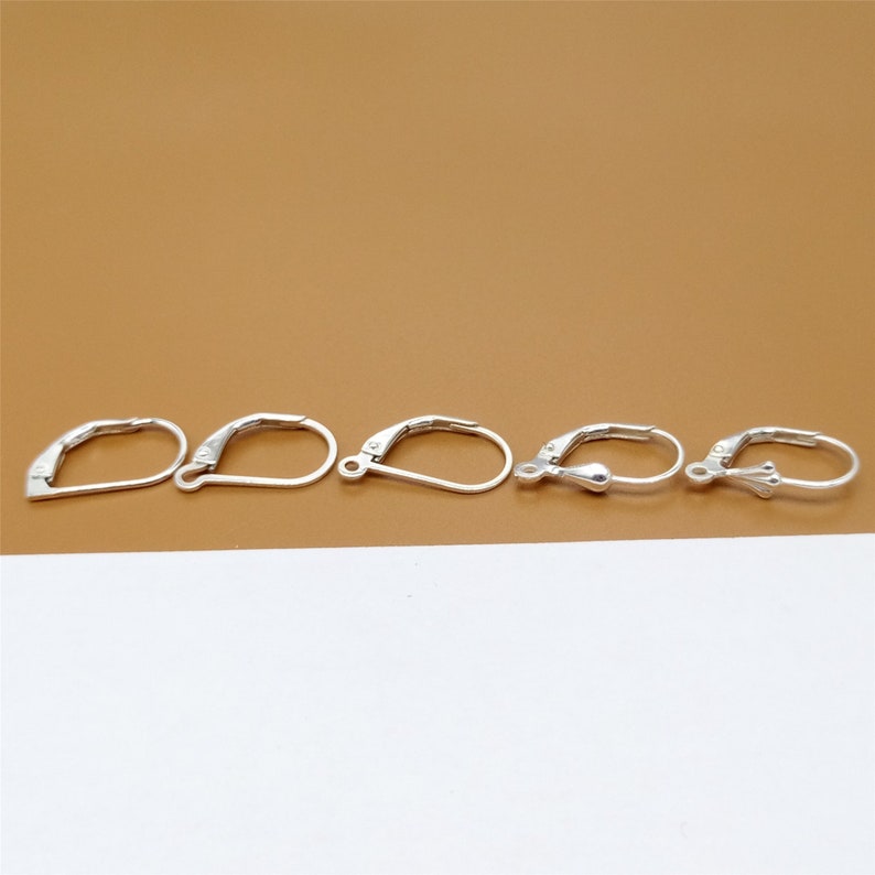 4 Pairs Sterling Silver Earring Plain Leverback, 925 Silver Ear Wire Plain Lever Back for Earring Jewelry Makingg

