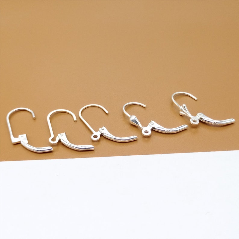 4 Pairs Sterling Silver Earring Plain Leverback, 925 Silver Ear Wire Plain Lever Back for Earring Jewelry Makingg
