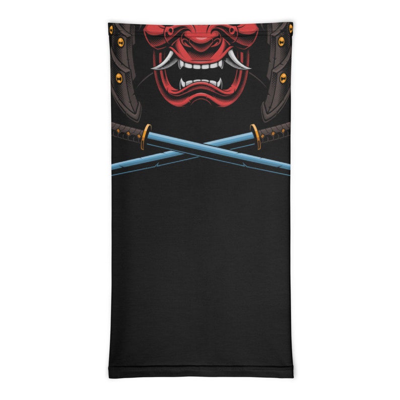 Japanese Samurai Warrior Face Mask | Full Color Creative Neck Gaiter | Headband Balaclava | Neck Warmer | Reusable & Washable