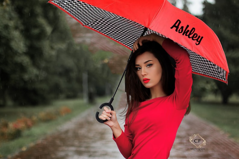 Personalized Inverted Umbrella, Hands-Free C Handle, Monogram Gift