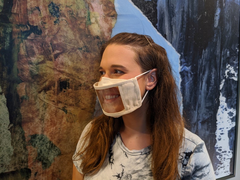 Anti-Fog Clear Window Face Mask - Adult Beige