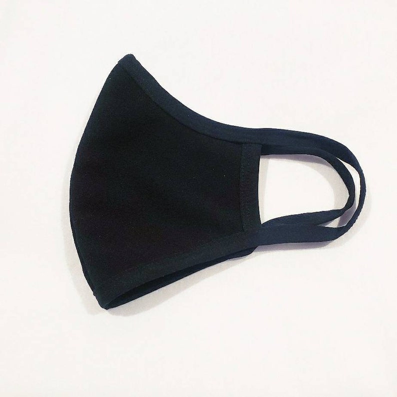 XL Face Mask for Men with beards / 100% Cotton / Reusable and Washable / Face Covering / Two Layer / Breathable / Solid Black / Extra Large