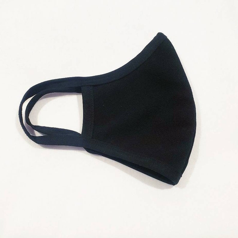 XL Face Mask for Men with beards / 100% Cotton / Reusable and Washable / Face Covering / Two Layer / Breathable / Solid Black / Extra Large