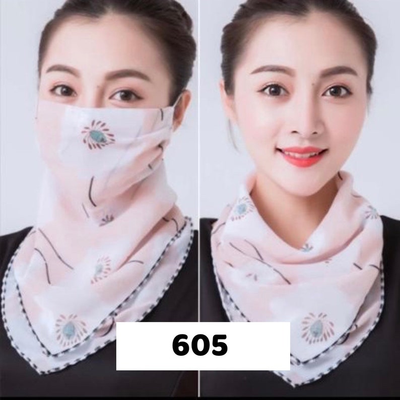 BANDANA FACE SCARF - Chiffon Face Mask - Gaiter Scarf Mask - Ear Loop Bandana - Women Scarf Mask - Reusable Face Cover