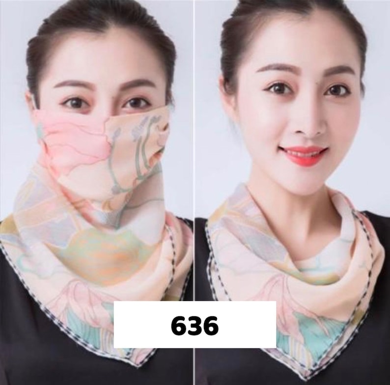 BANDANA FACE SCARF - Chiffon Face Mask - Gaiter Scarf Mask - Ear Loop Bandana - Women Scarf Mask - Reusable Face Cover