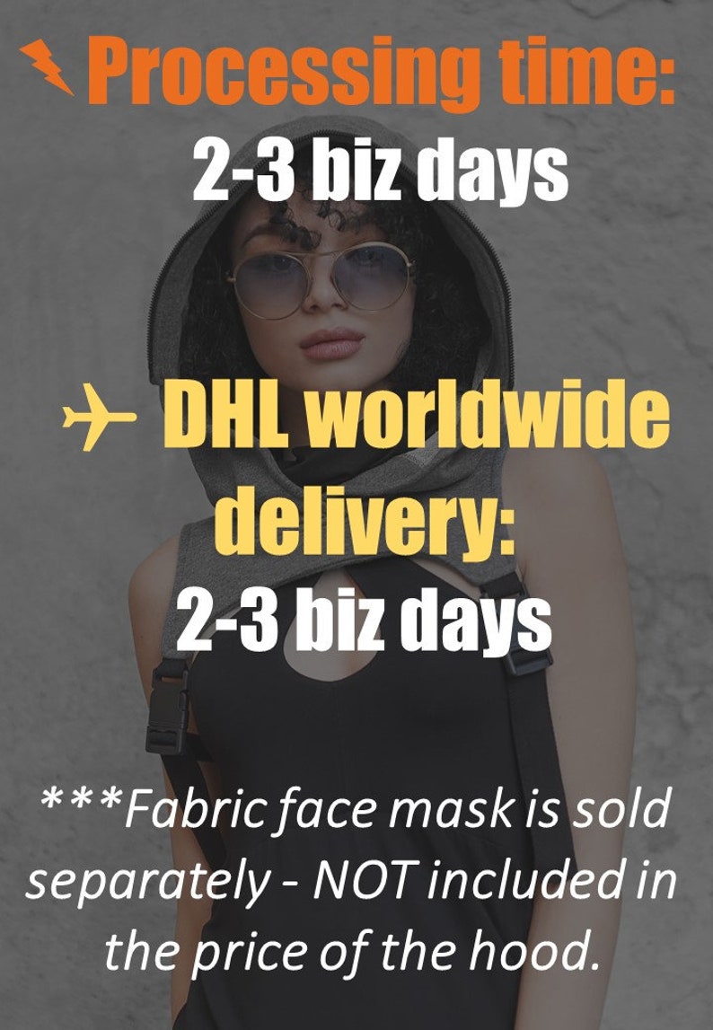 Hooded Zip-Up Face Shield Mask, Washable Cotton Hood