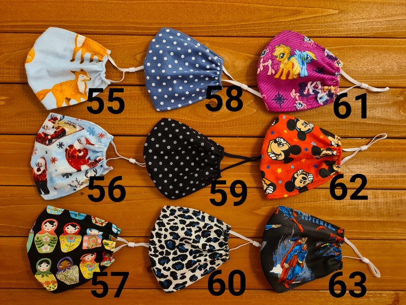 Face Mask Kids & Adult Adjustable Masks HandMade in UK Soft Cotton Face Covering Cover