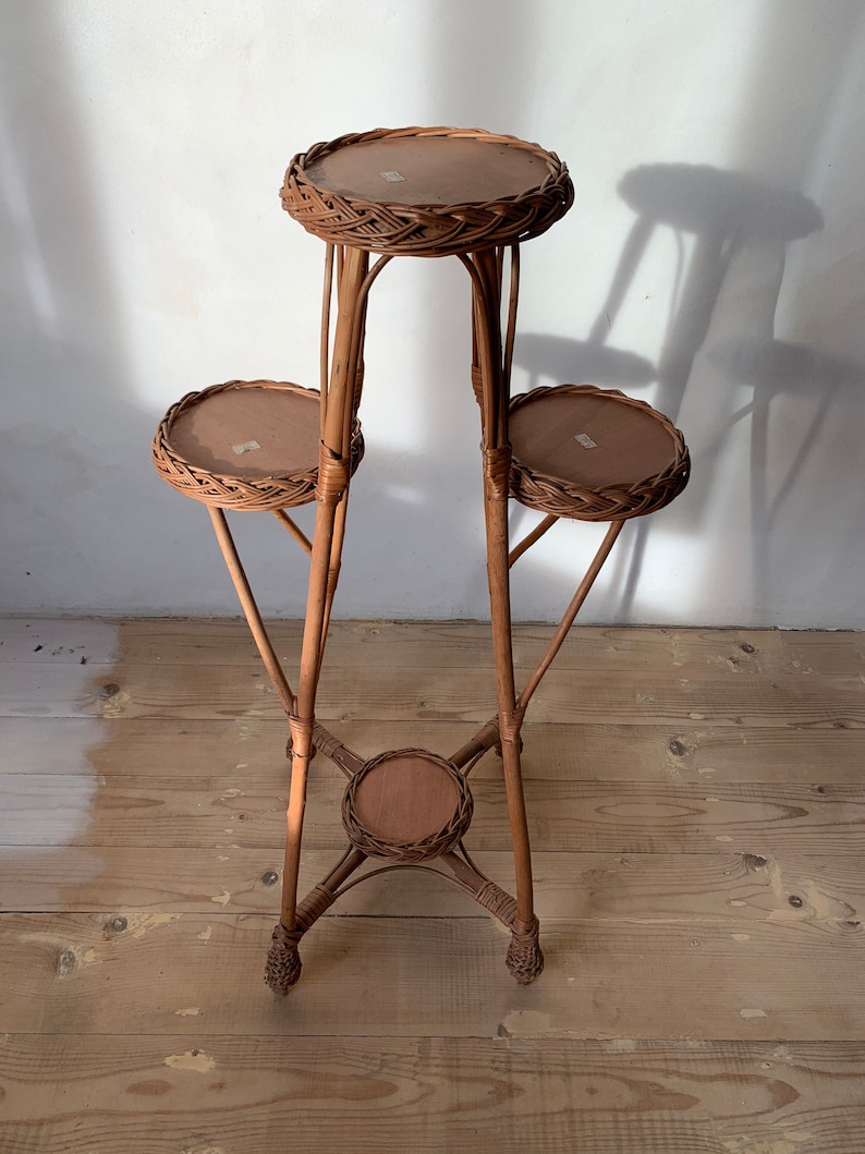 Wicker Plant Stand, 4-Tier Rattan Flower Pot Holder