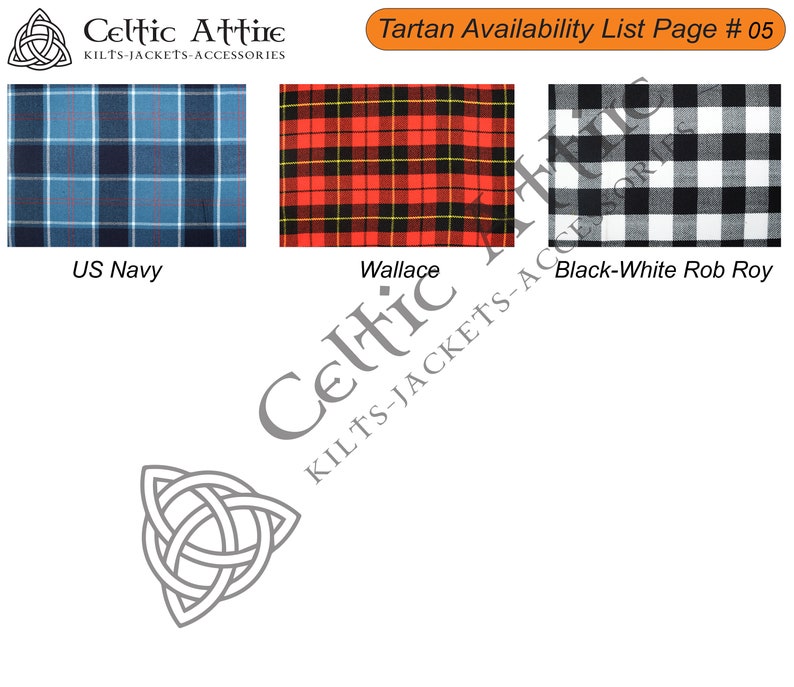 Premium - Scottish Traditional 8 Yard Tartan KILT With Free Shipping and 9 Accessories - Kilt Pin - Fly - Vest - Brooch - Socks - Sporran