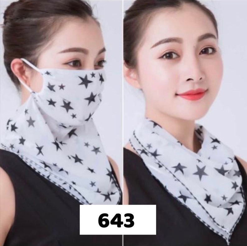 BANDANA FACE SCARF - Chiffon Face Mask - Gaiter Scarf Mask - Ear Loop Bandana - Women Scarf Mask - Reusable Face Cover
