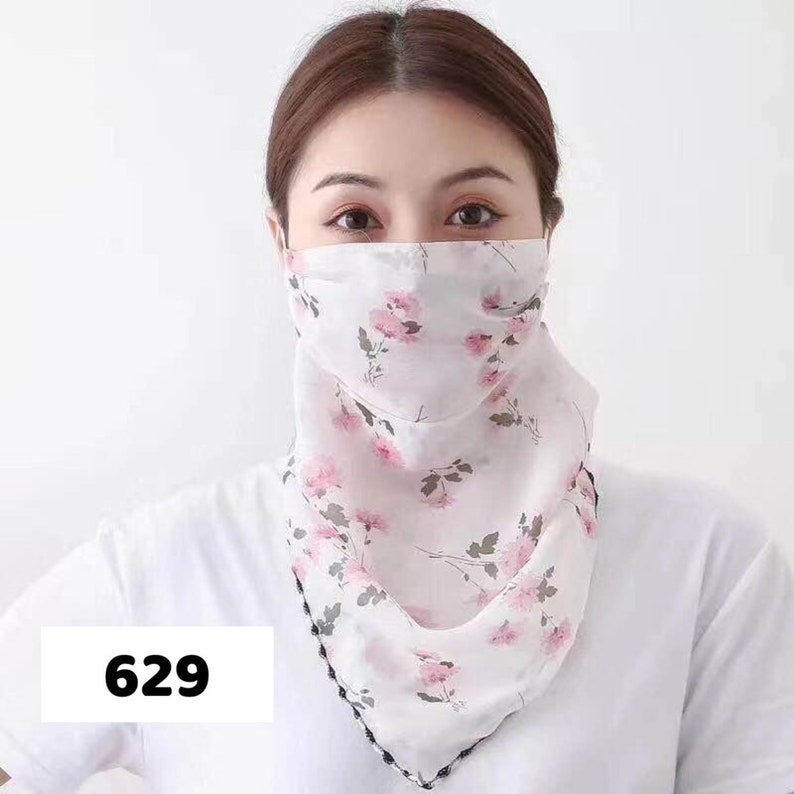 BANDANA FACE SCARF - Chiffon Face Mask - Gaiter Scarf Mask - Ear Loop Bandana - Women Scarf Mask - Reusable Face Cover