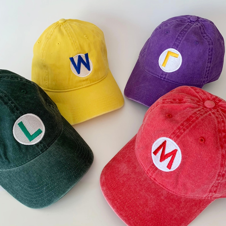 Super Mario Bros Cap Embroidered Washed Cotton cap Mario cap Luigi cap Wario cap Waluigi cap Bowser Peach Toad Egg costume cap Halloween cap
Analyze listing