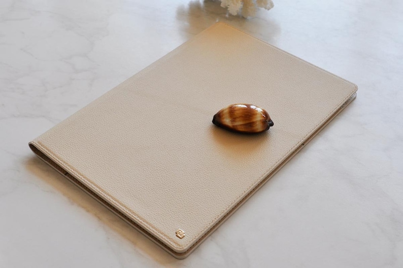 Cream Leather Portfolio: A4 Document Organizer
