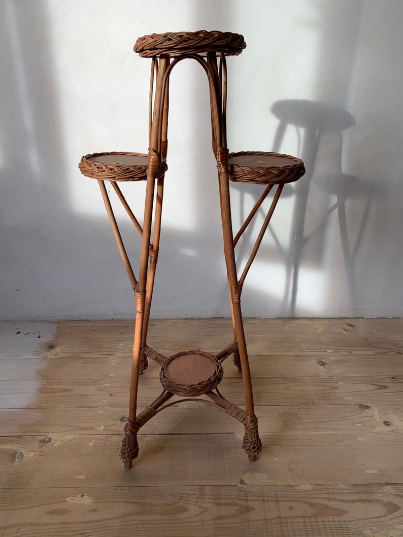 Wicker Plant Stand, 4-Tier Rattan Flower Pot Holder