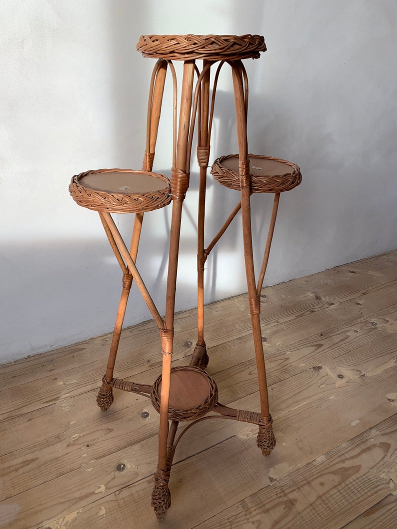 Wicker Plant Stand, 4-Tier Rattan Flower Pot Holder