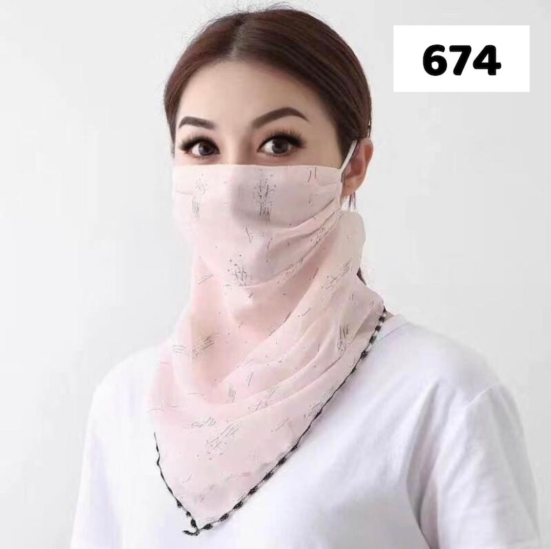 BANDANA FACE SCARF - Chiffon Face Mask - Gaiter Scarf Mask - Ear Loop Bandana - Women Scarf Mask - Reusable Face Cover