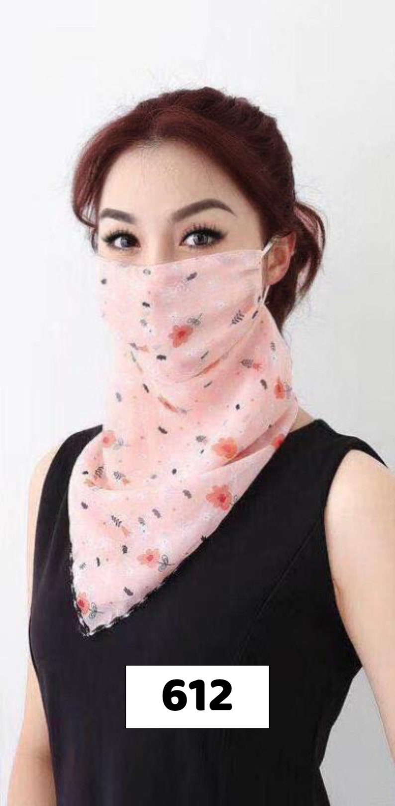 BANDANA FACE SCARF - Chiffon Face Mask - Gaiter Scarf Mask - Ear Loop Bandana - Women Scarf Mask - Reusable Face Cover