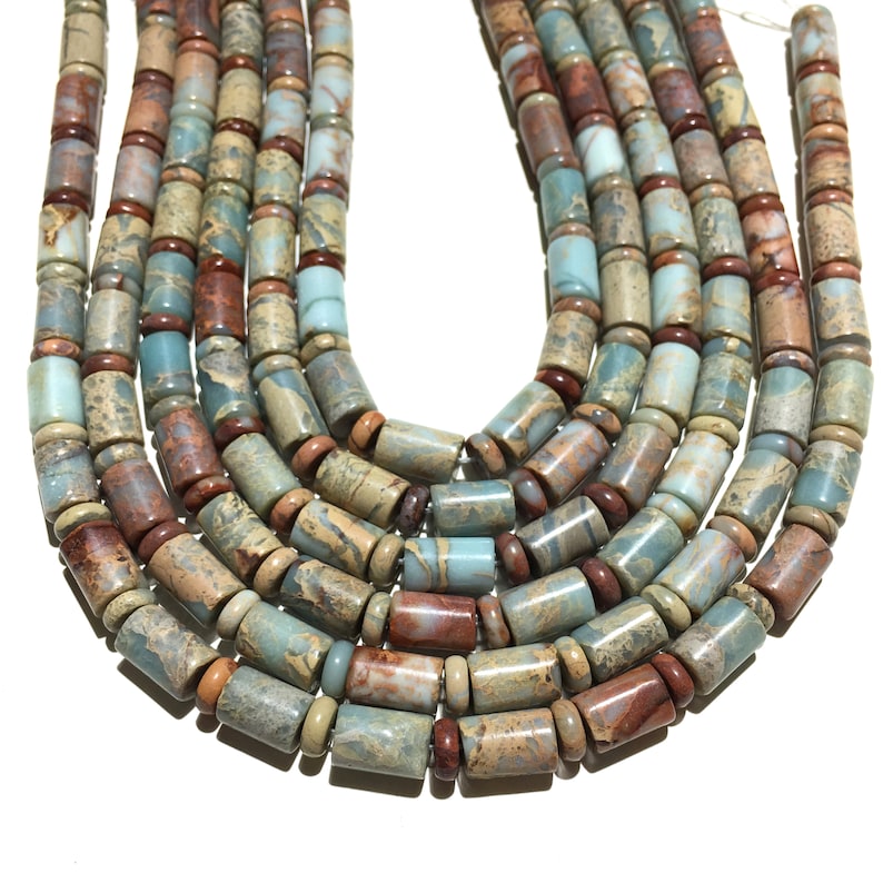 Natural Snake Skin Jasper Beads 6x10mm 8x12mm 10x14mm Cube Loose Gemstone Spacer Beads for DIY Jewelry Making and Design 15.5" Full Strand
