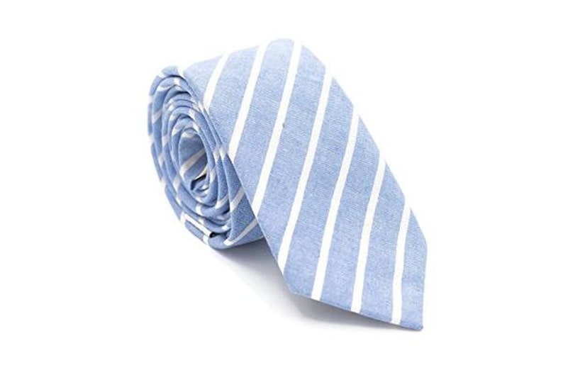 Color Stripe Cotton Necktie (Sky Blue)
