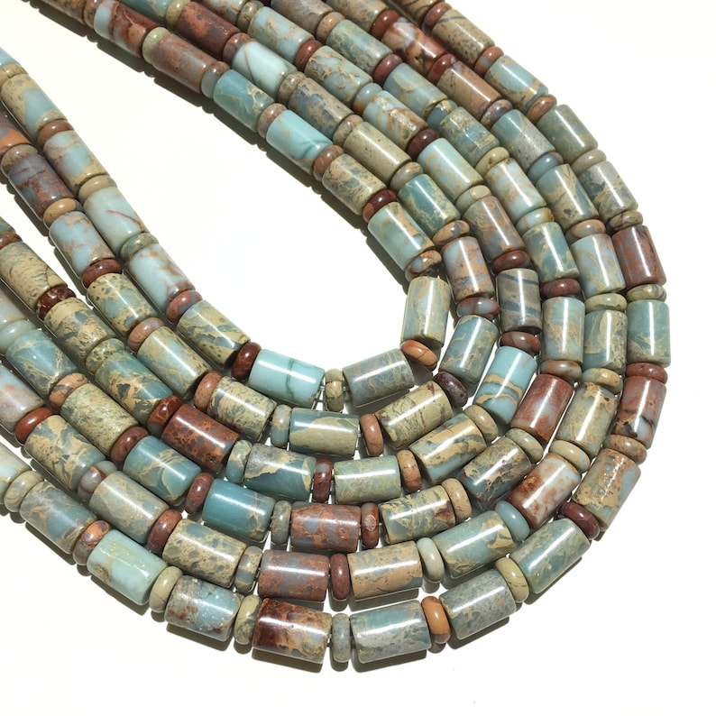 Natural Snake Skin Jasper Beads 6x10mm 8x12mm 10x14mm Cube Loose Gemstone Spacer Beads for DIY Jewelry Making and Design 15.5" Full Strand
