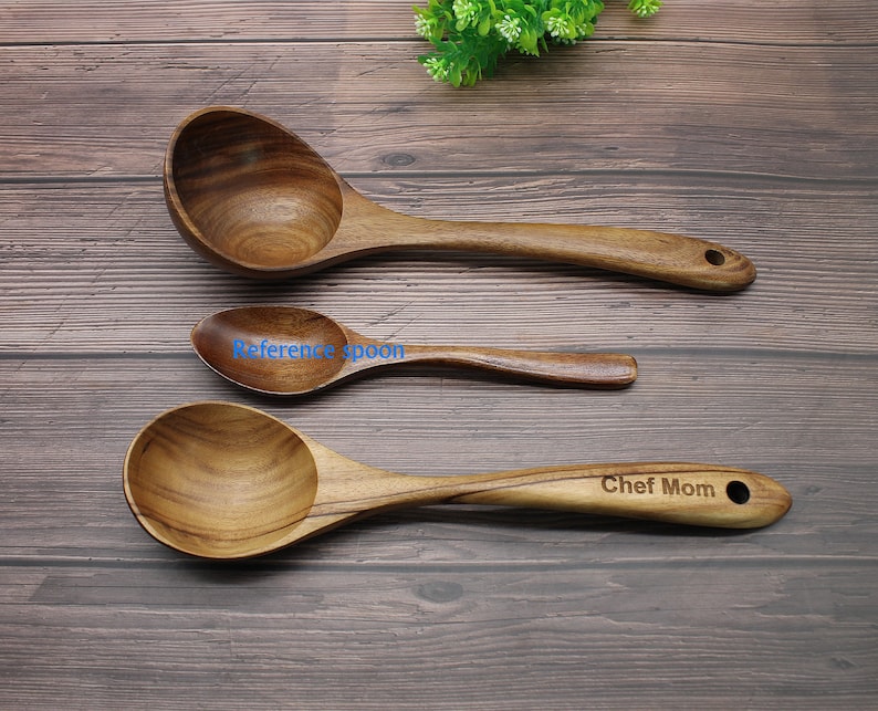 Personalized Wooden Soup Ladle: Engraved Kitchen Utensil, Wooden Spoon,Chef Gift
