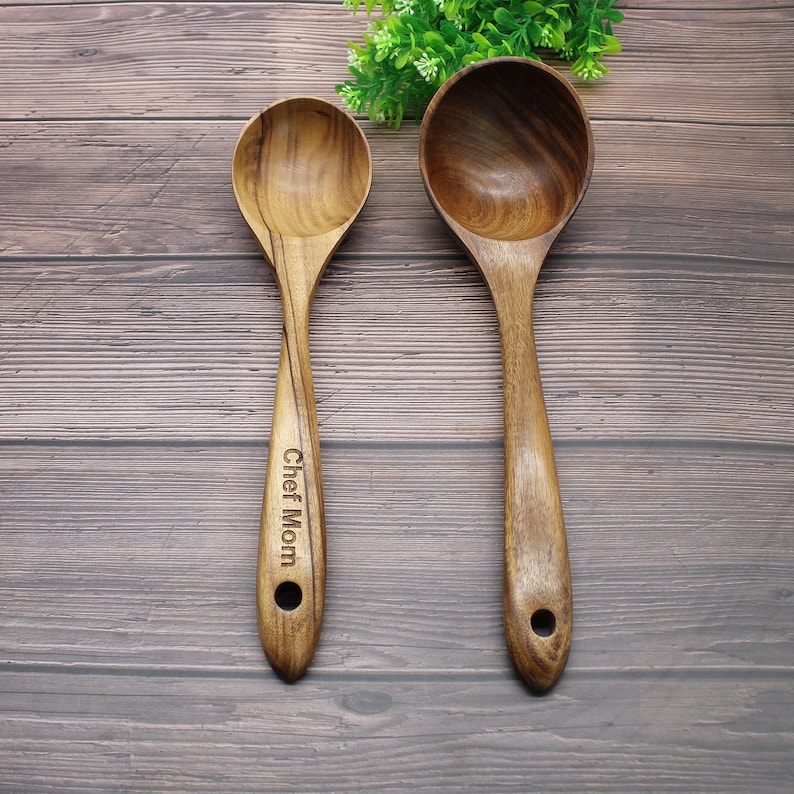 Personalized Teak Wood Soup Ladle: Engraved Kitchen Utensil, Chef Gift
Analyze listing