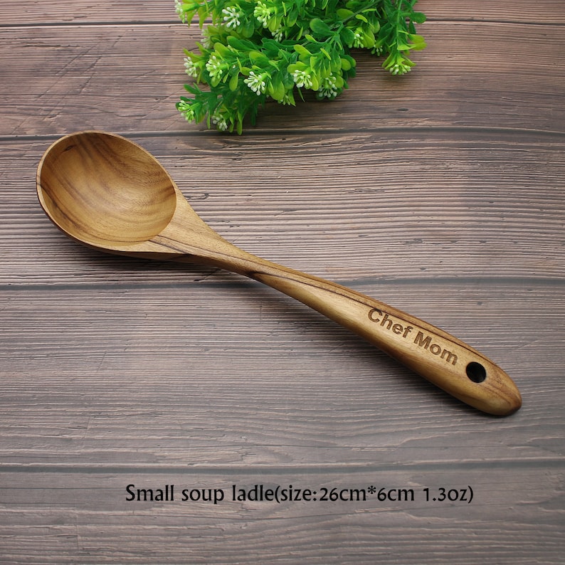 Personalized Teak Wood Soup Ladle: Engraved Kitchen Utensil, Chef Gift
Analyze listing