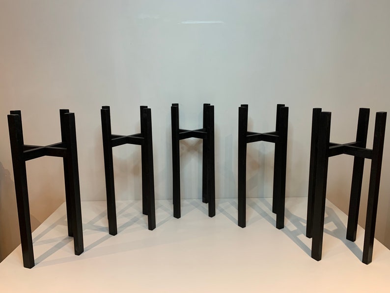 Ebony Black Plant Stand, Solid Wood Pot Holder, Handmade in UK