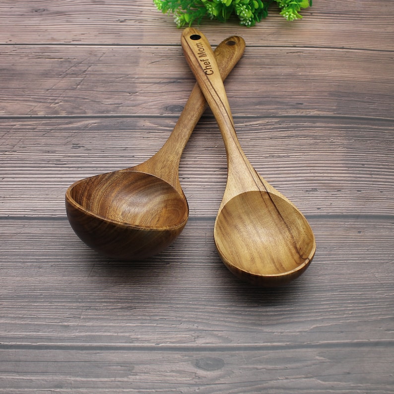 Personalized Teak Wood Soup Ladle: Engraved Kitchen Utensil, Chef Gift
Analyze listing