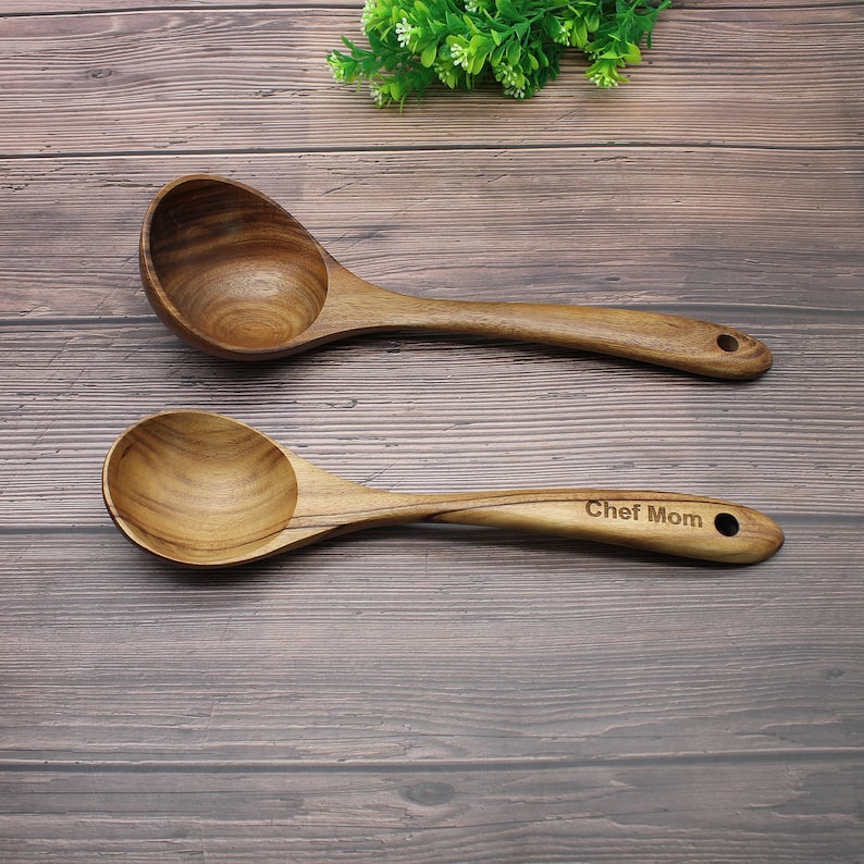 Personalized Teak Wood Soup Ladle: Engraved Kitchen Utensil, Chef Gift
Analyze listing